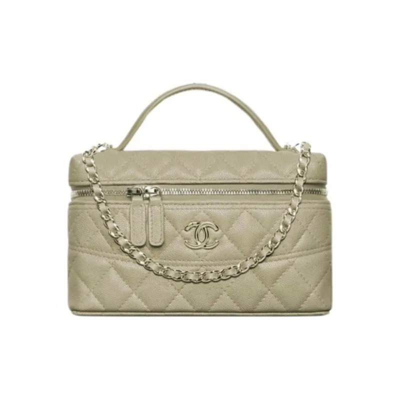 CHANEL Litchi Grain Cow Leather Shoulder Bag, Crossbody Bag, Handbag Women's Green-0