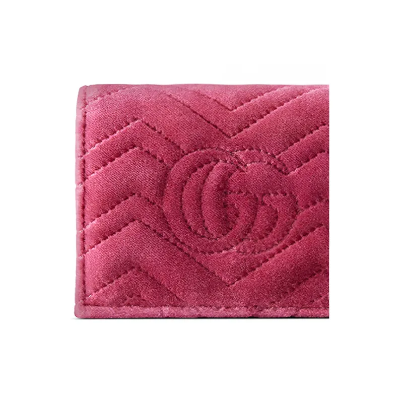 GUCCI Marmont Velour Card Holder Wallet Women's Fuchsia-4
