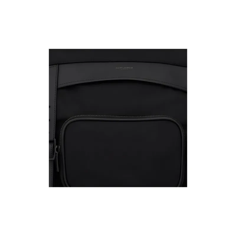 SAINT LAURENT Smooth Lambskin Nylon Backpack Men's Black-4