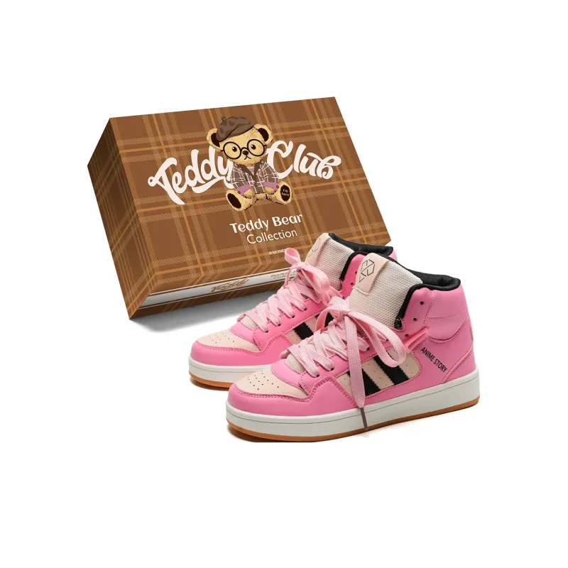 Teddy Bear Collection Coverage Slip Resistant And Abrasion Resistant High Top Skateboard Shoes Unisex-20