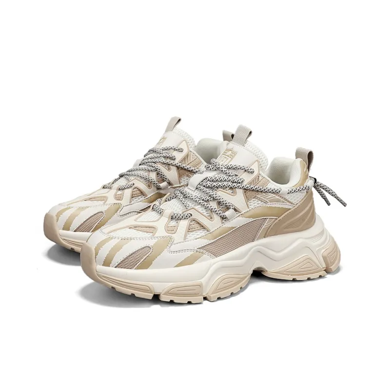 NFL Cushioning Anti-Slip Wear-Resistant Breathable Lightweight Height Increasing Low-Top Chunky Sneakers Men's Beige-2