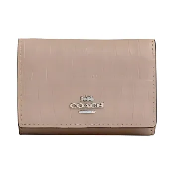 COACH Micro Leather Wallet Mini Women's Stone Color