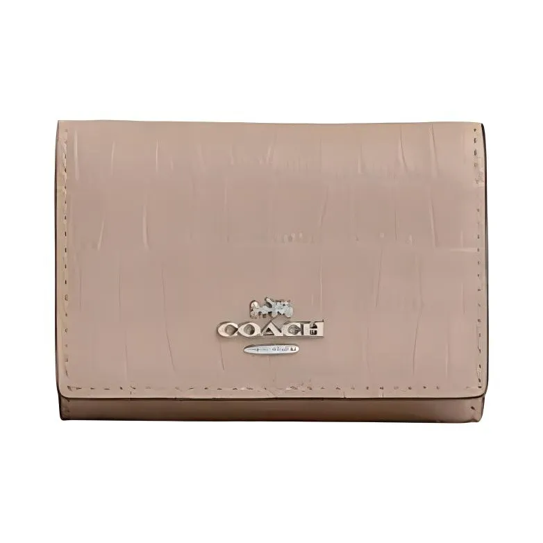 COACH Micro Leather Wallet Mini Women's Stone Color-2