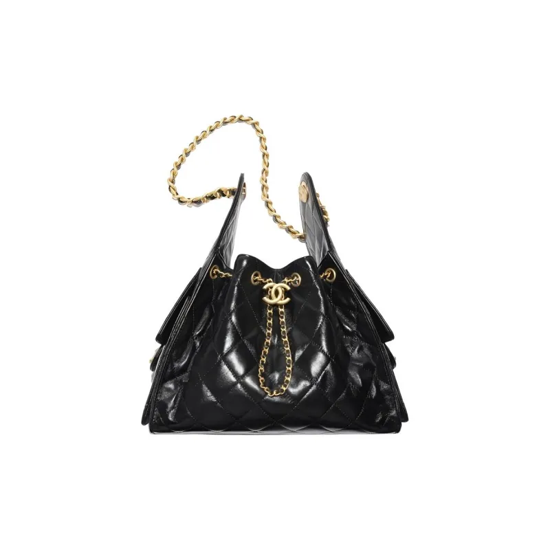 CHANEL 25Bag Leather Shoulder Bag Women's Black-0