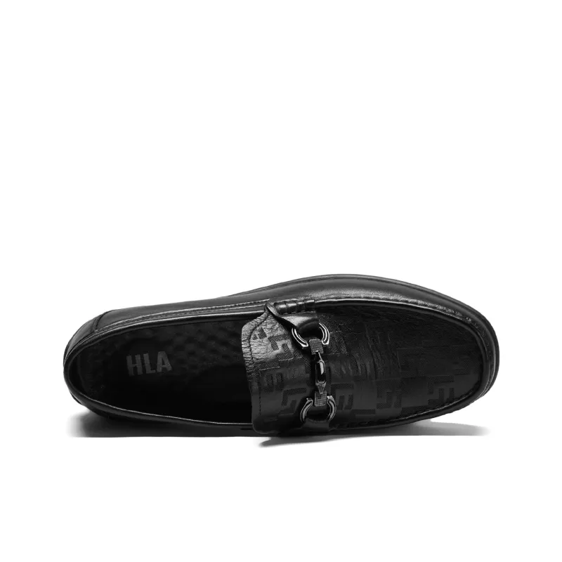 HLA Slip on Business Minimalist Style Comfortable Rubber Sole Cow Leather Casual Shoes-2