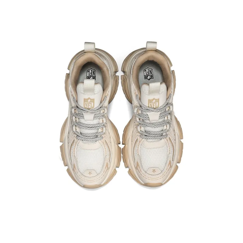 NFL Wear-Resistant Breathable Lightweight Height Increasing Slip-Resistant Low-Top Casual Shoes Men's Beige-3