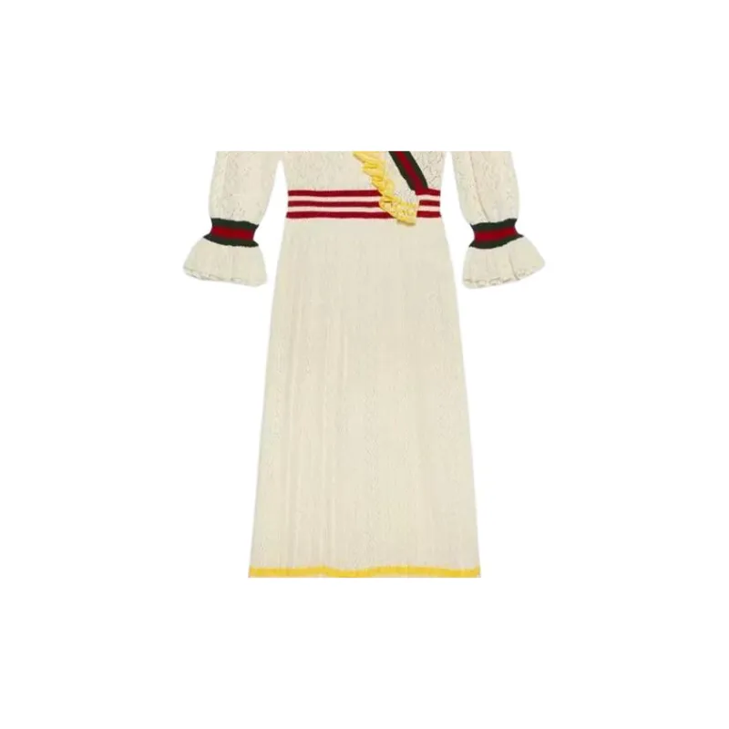 GUCCI Long Sleeved Dress Women's Beige-3