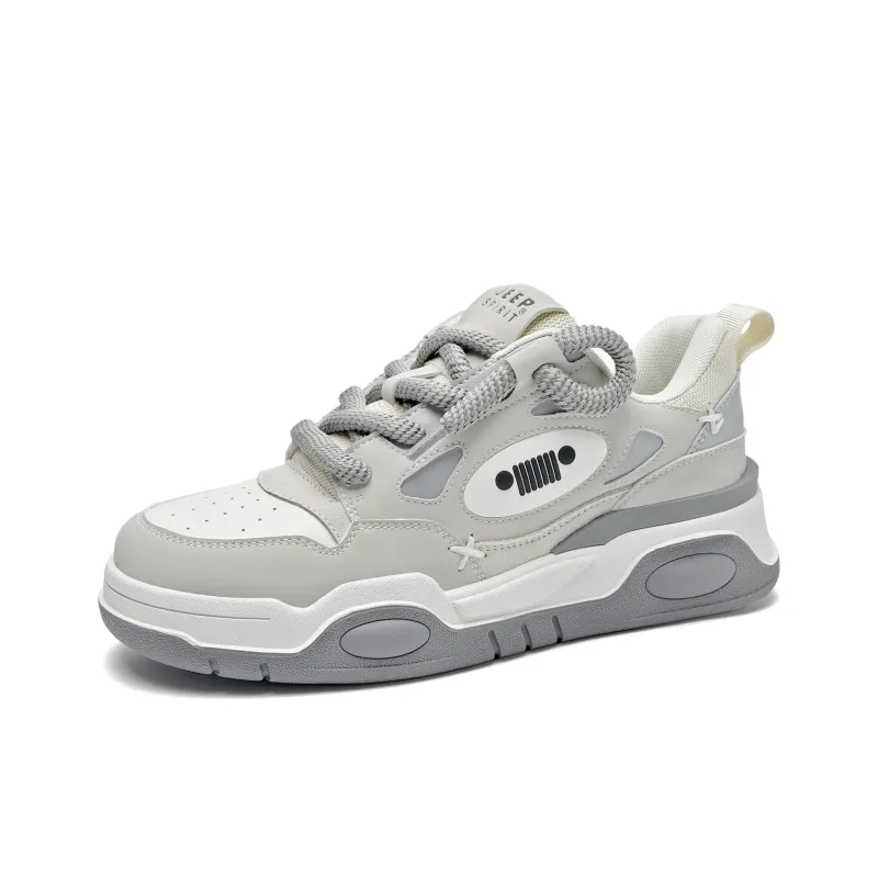 JEEP SPIRIT Slip Resistant Waterproof Abrasion Resistant Breathable Low Top Skateboard Shoes Men's Moon Dust Gray-2
