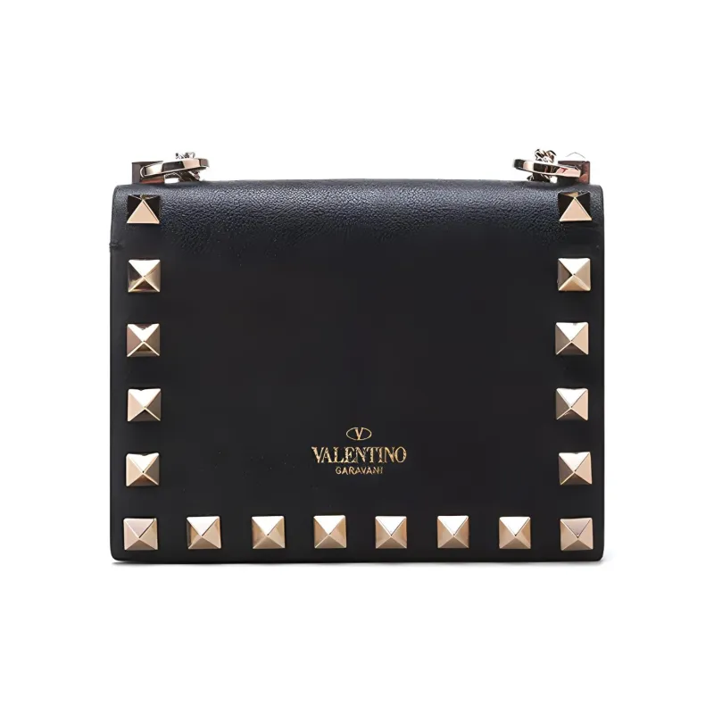Valentino Leather Chain Bag, Shoulder Bag Women's Black-2