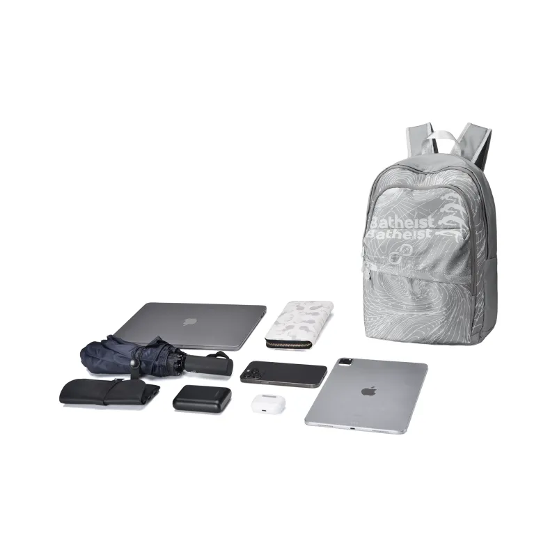 8atheist Polyester Water Repellent Students Backpack Laptop Bag Regular Unisex Gray-4