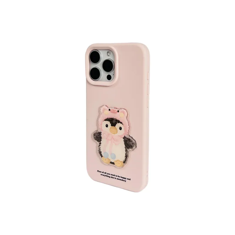 Wei Xin TPU Material Penguin Patch Blue Pink Phone Cases Compatible With IPhone 16/15 Pro Max/Apple 13/14 Pro/Max-2