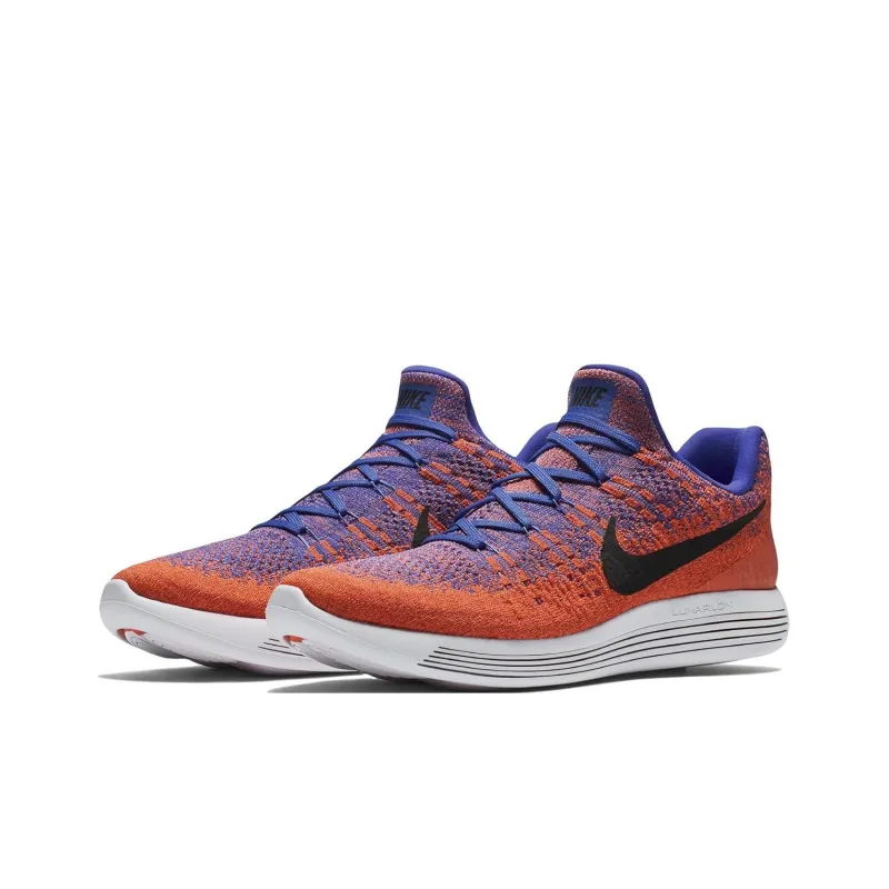 Nike LunarEpic Flyknit 2 Anti Slip Wear Resistant Low Top Casual Running Shoes Men's Orange Blue-2