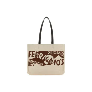 FERRAGAMO Canvas Canvas Bag Tote Bag Shopping Bag Shoulder Bag Handbag Women's Sand