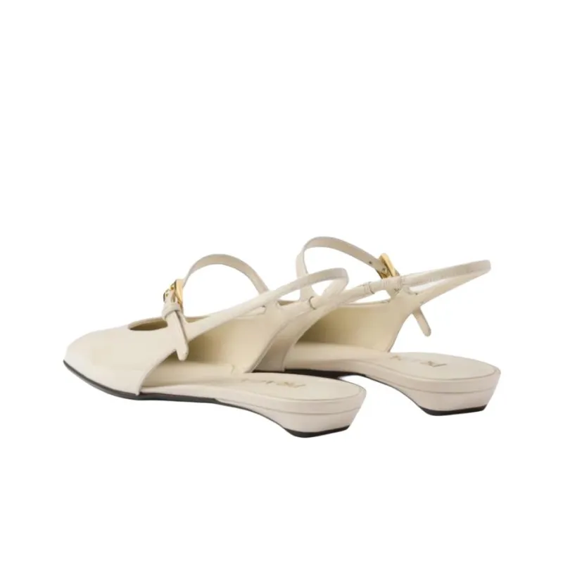 PRADA Patent Casual Single Shoes Women's White-5