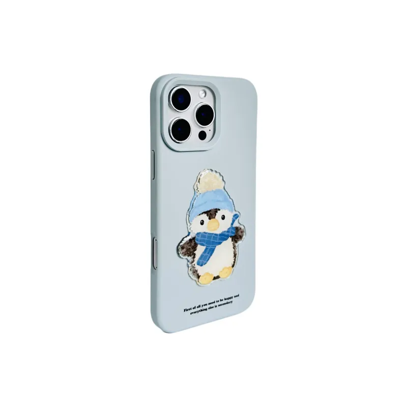 Wei Xin TPU Material Penguin Patch Blue Pink Phone Cases Compatible With IPhone 16/15 Pro Max/Apple 13/14 Pro/Max-5