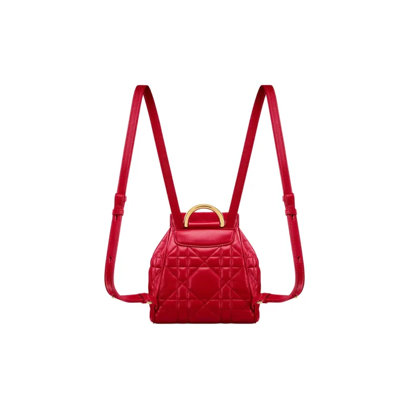 DIOR Caro Sheepskin Backpack Small Size Women's Garnet Red-2