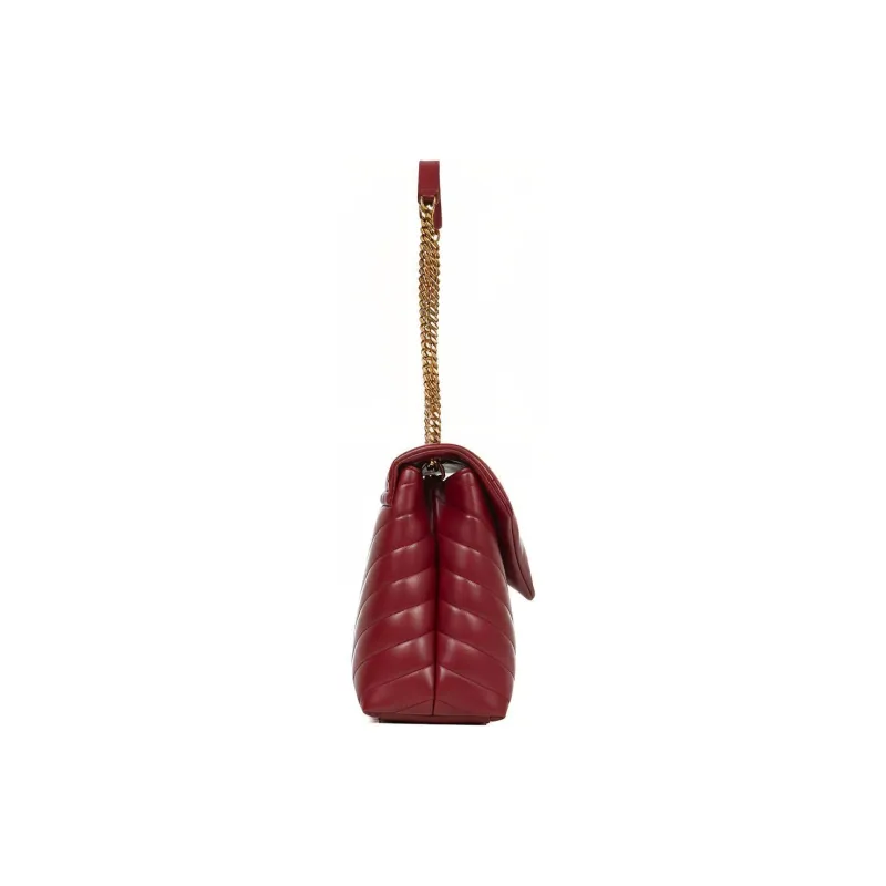SAINT LAURENT Leather Crossbody Bag Shoulder Bag Medium Size Women's Red-2