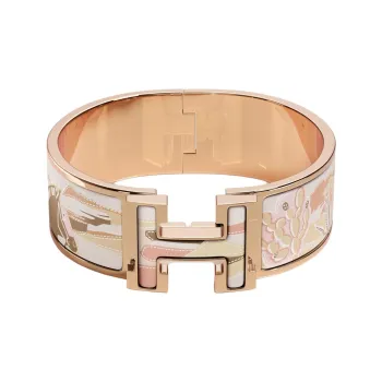 HERMES Enamel, Rose Gold Tone Plated Bangles Women's Gold