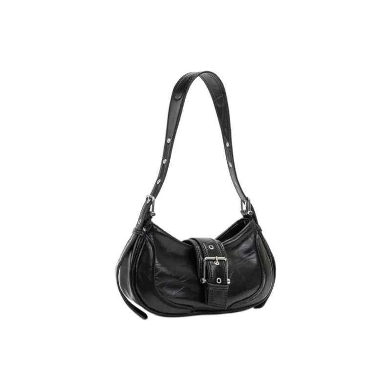 OKEKE Pu Shoulder Bag Regular Unisex Black/Coffee/Silver-2