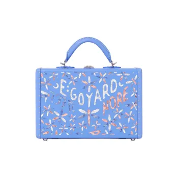 GOYARD Grand Hôtel Cowhide Patchwork Canvas Hard Case Handbag Women's Blue