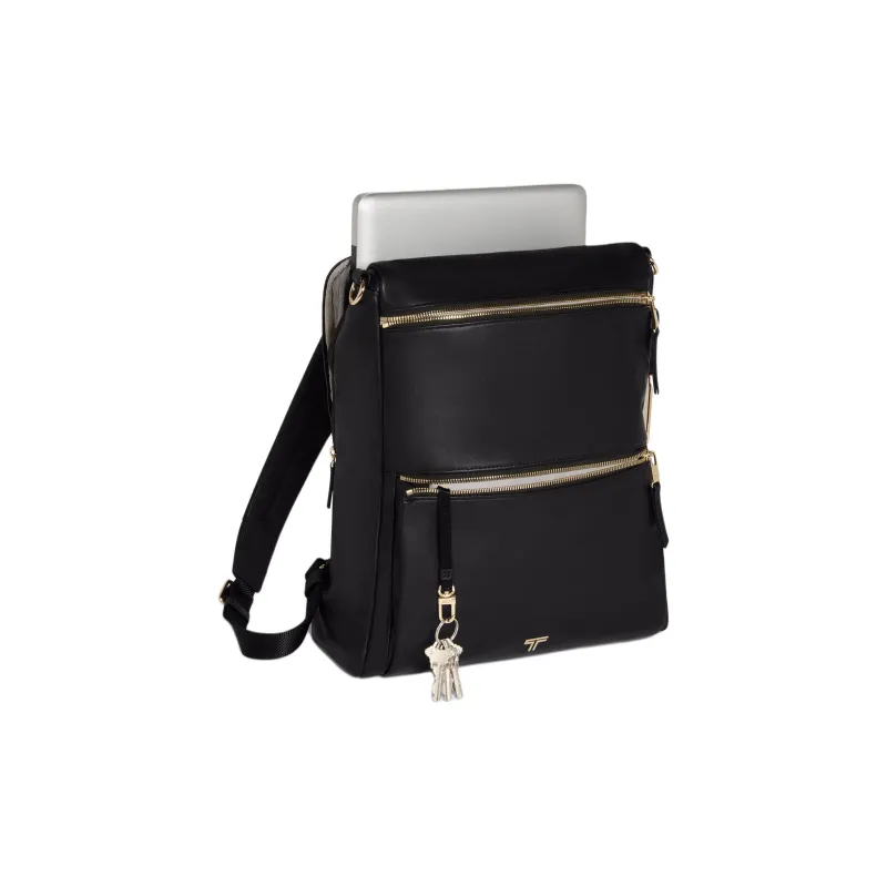 TUMI Voyageur Leather Backpack Women's Black-3