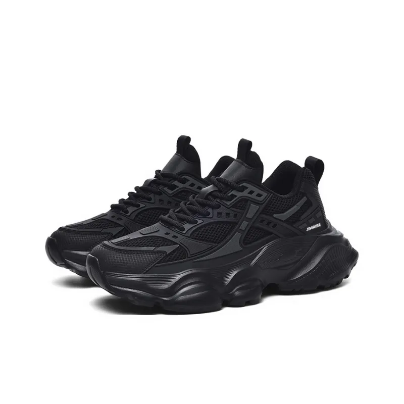 King Jinmai Cushioned Slip Resistant Low Top Chunky Sneakers Men's Black-2