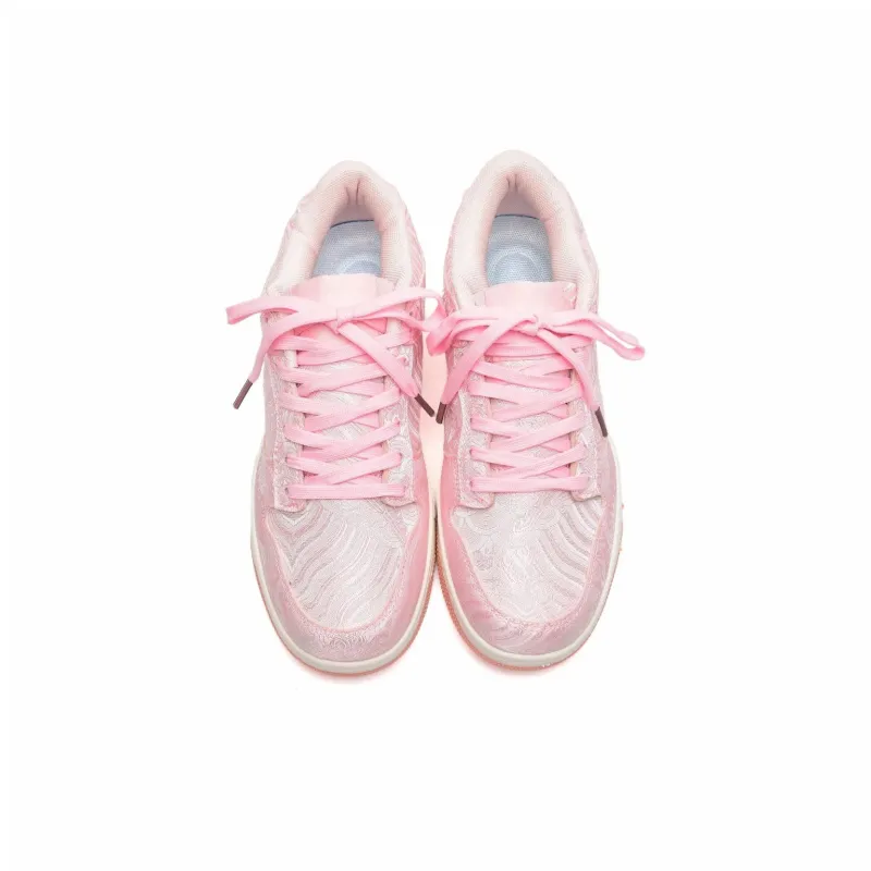 KAAVER OTTO Anti Slip And Wear Resistant Lightweight Balance Low Top Skateboard Shoes Unisex White Peach Pink-3