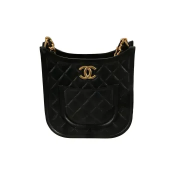 CHANEL Leather Hobo Bag, Shoulder Bag, Crossbody Bag Women's Black
