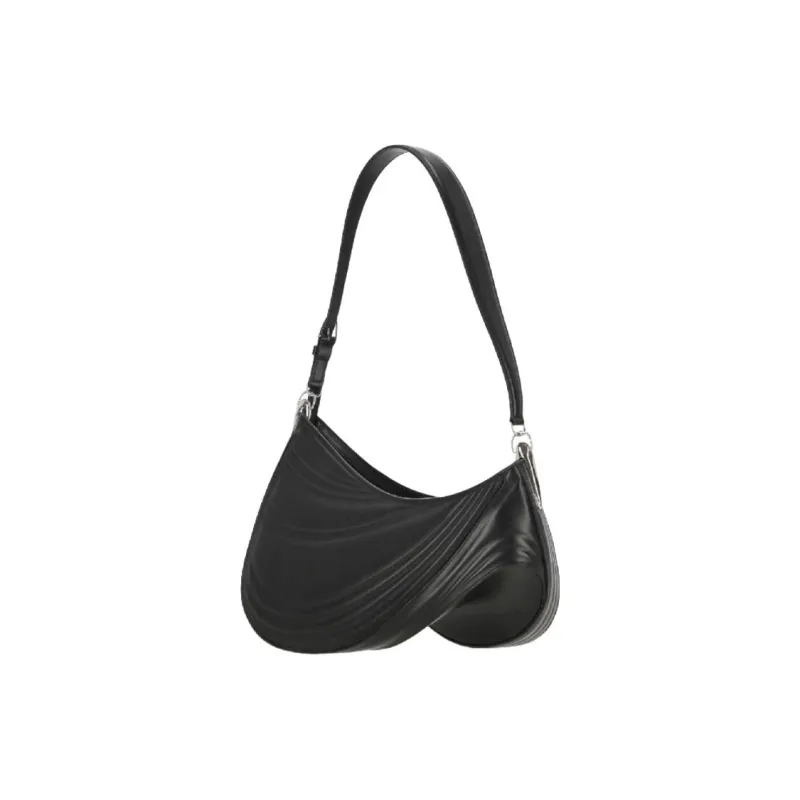 Mugler Leather Shoulder Bag Women's Black-2