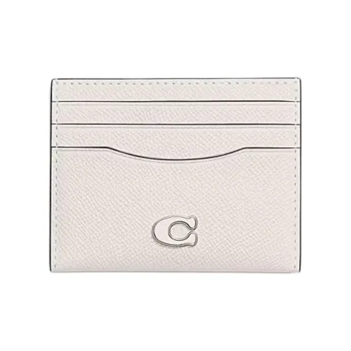 COACH Card Case Cross Grain Leather Card Holder Card Holder Women's Ecru