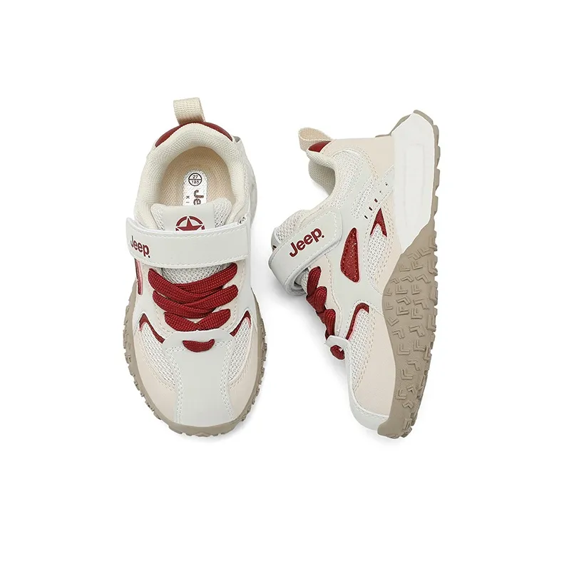 Jeep Anti Slip Wear Resistant Kids Lifestyle Shoes Light Beige White/Red Kids'-7