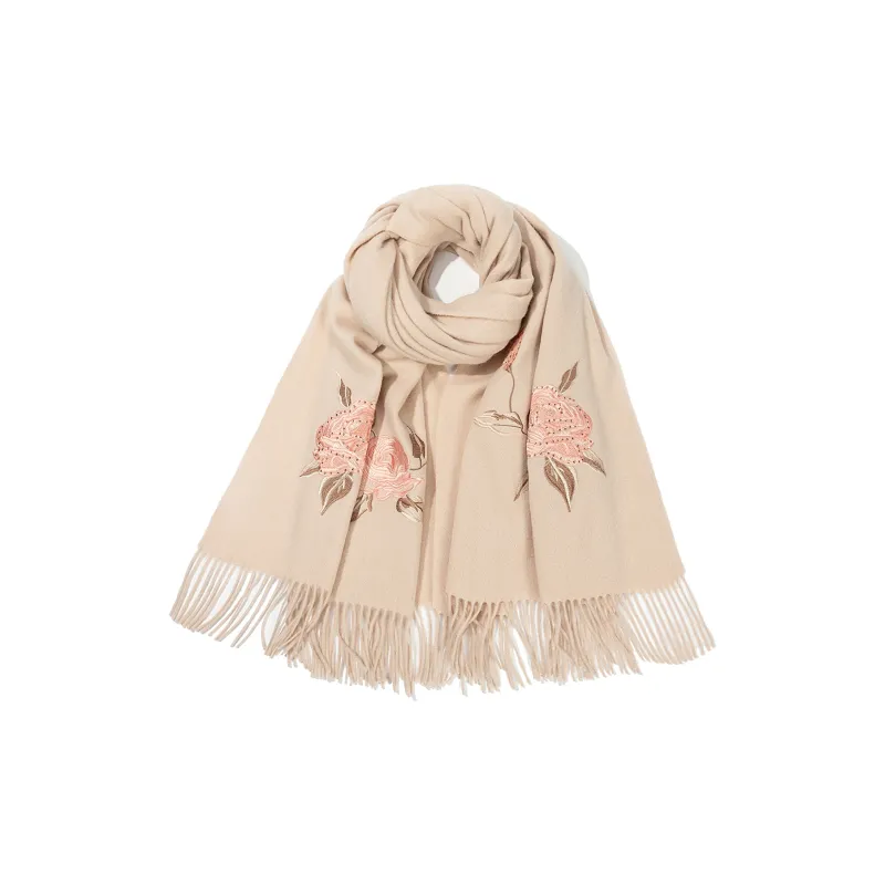 Shanghai Story Sheep Wool Knit Scarves Women's 3 Colors Available For Selection-12