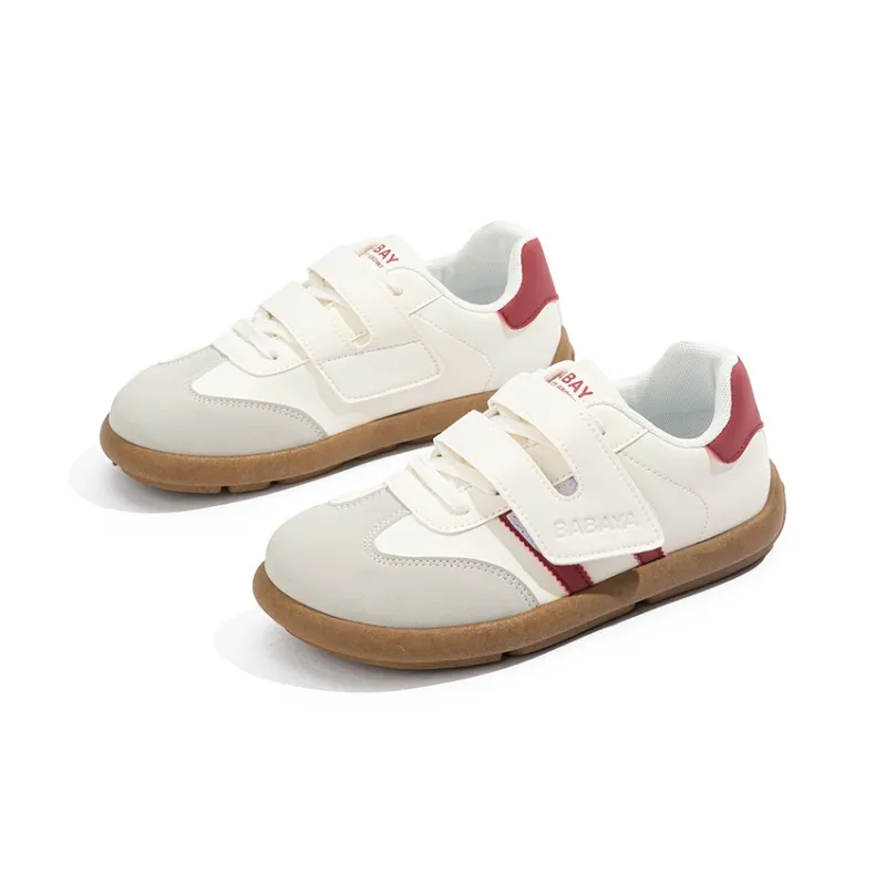 Babaya Anti Slip And Wear Resistant Breathable Low Top Kids' Skateboarding Shoes Beige Burgundy Teenagers-3