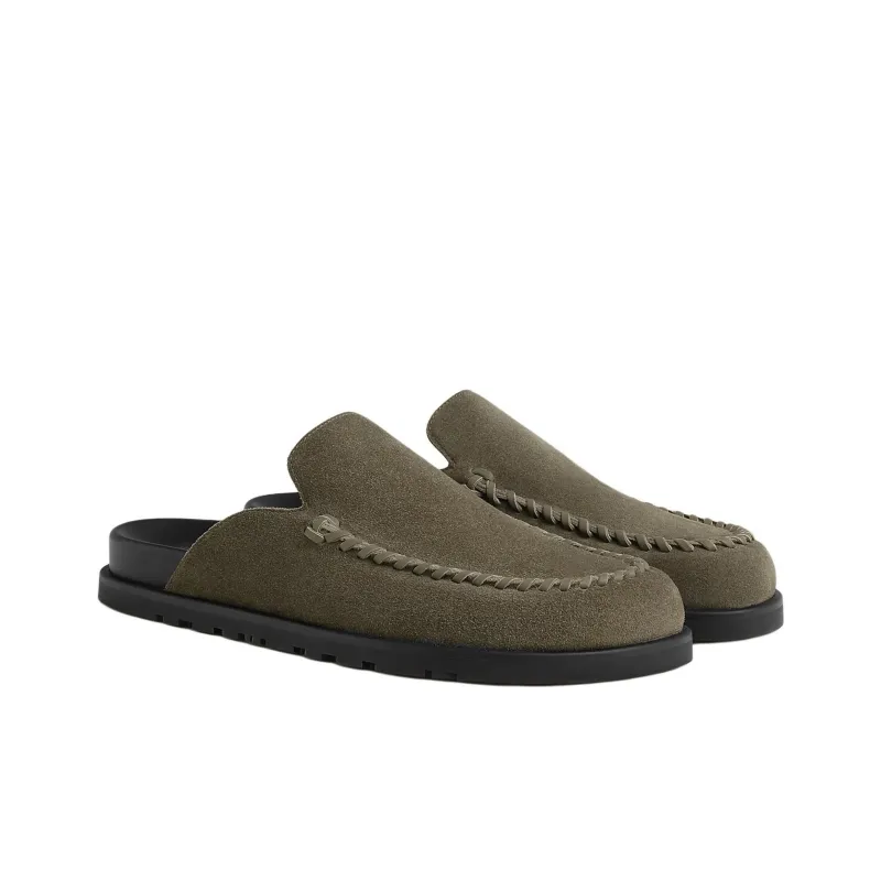 HERMES Closed Toe Slippers Men's Elephant Gray-2