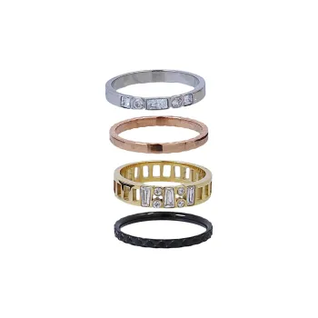 ANARTXY Surgical Steel Zircon Zirconia Rings Women's Multicolor