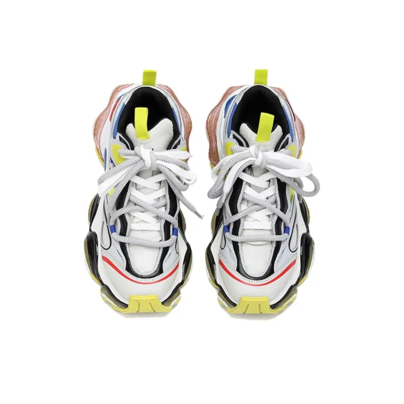 M88M Anti Slip And Wear Resistant Height Increasing Low Top Chunky Sneakers Unisex Gray Yellow-2