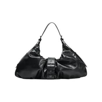 ZARA Polyurethane PU Shoulder Bag Extra Large Women's Black