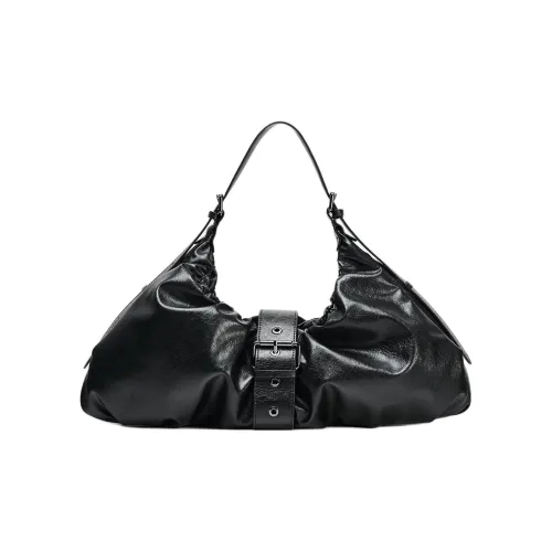 ZARA Polyurethane PU Shoulder Bag Extra Large Women's Black