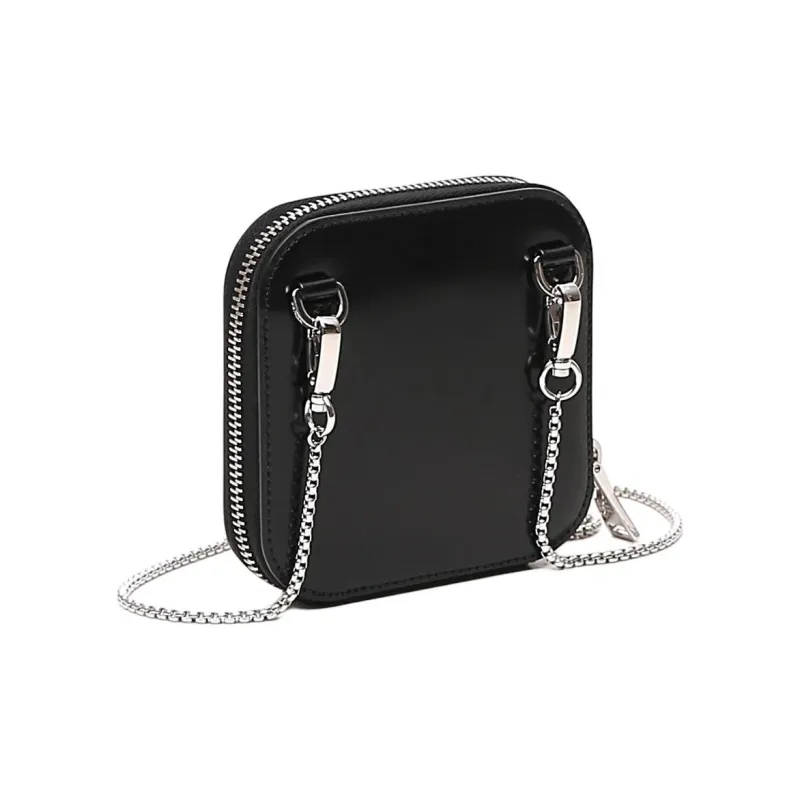 PRADA Leather Crossbody Bag Shoulder Bag Unisex Black-3