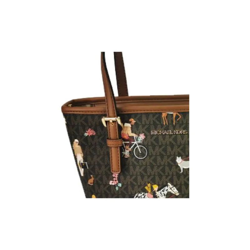 MICHAEL KORS Jet Set Leather Tote Bag, Shopping Bag, Shoulder Bag Women's Brown-2
