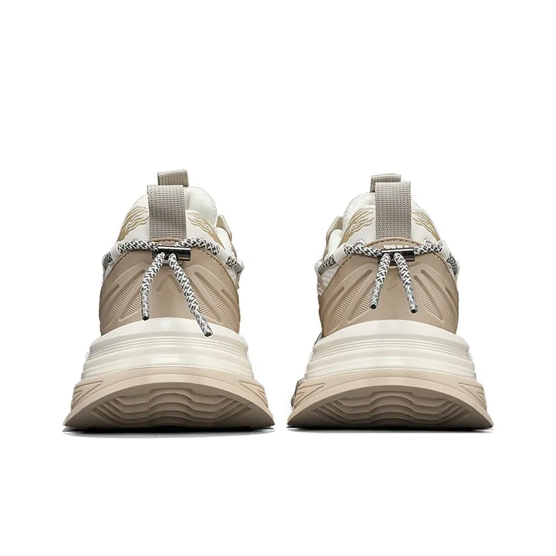 NFL Cushioning Anti-Slip Wear-Resistant Breathable Lightweight Height Increasing Low-Top Chunky Sneakers Men's Beige-4