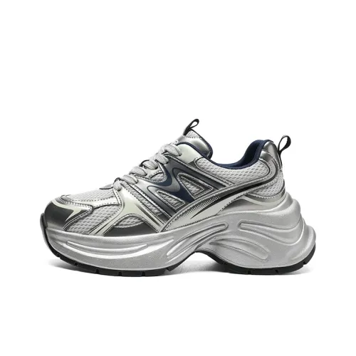 ZHR Shock Absorbers With Abrasion Resistant And Slip Resistant Properties Low Top Chunky Sneakers Women's