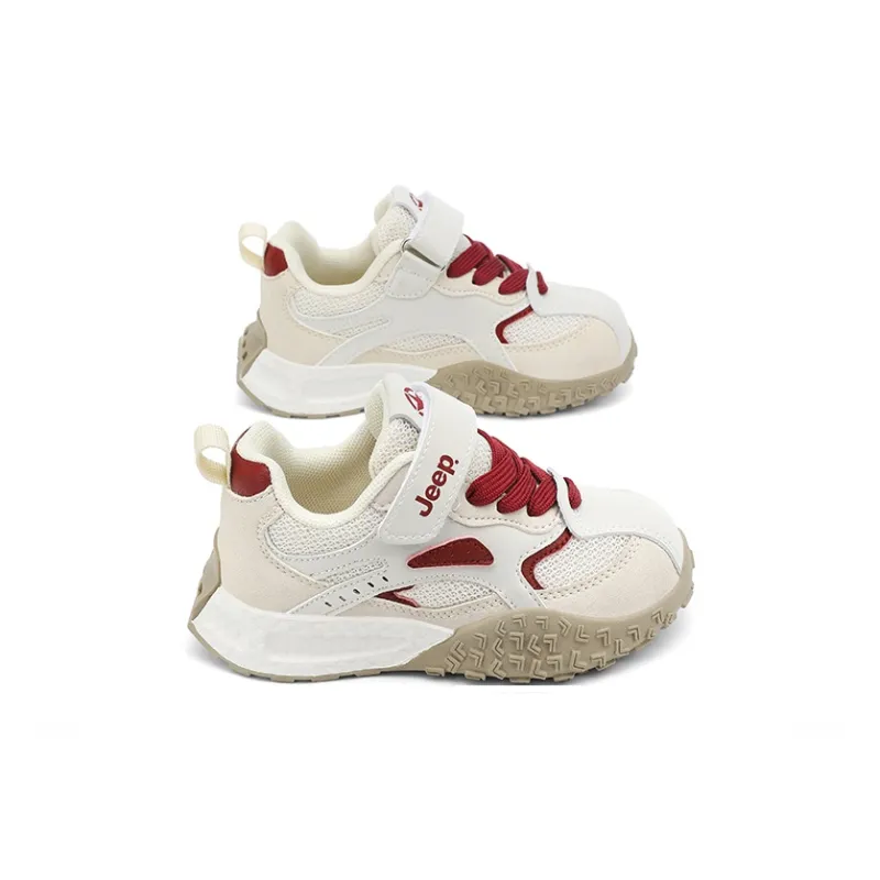 Jeep Anti Slip Wear Resistant Kids Lifestyle Shoes Light Beige White/Red Kids'-4