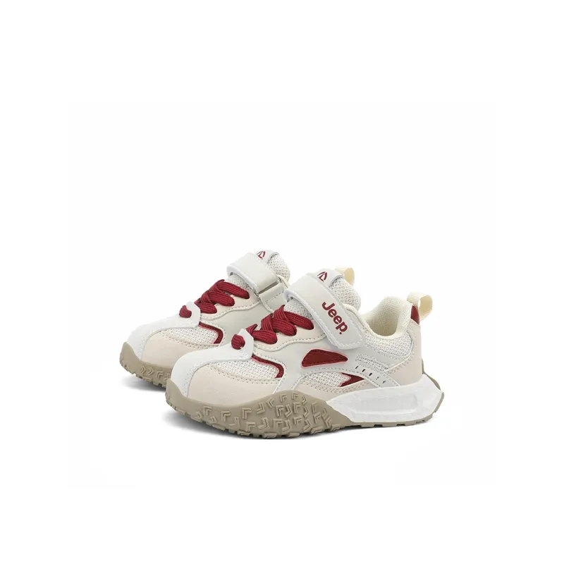 Jeep Anti Slip Wear Resistant Kids Lifestyle Shoes Light Beige White/Red Kids'-6