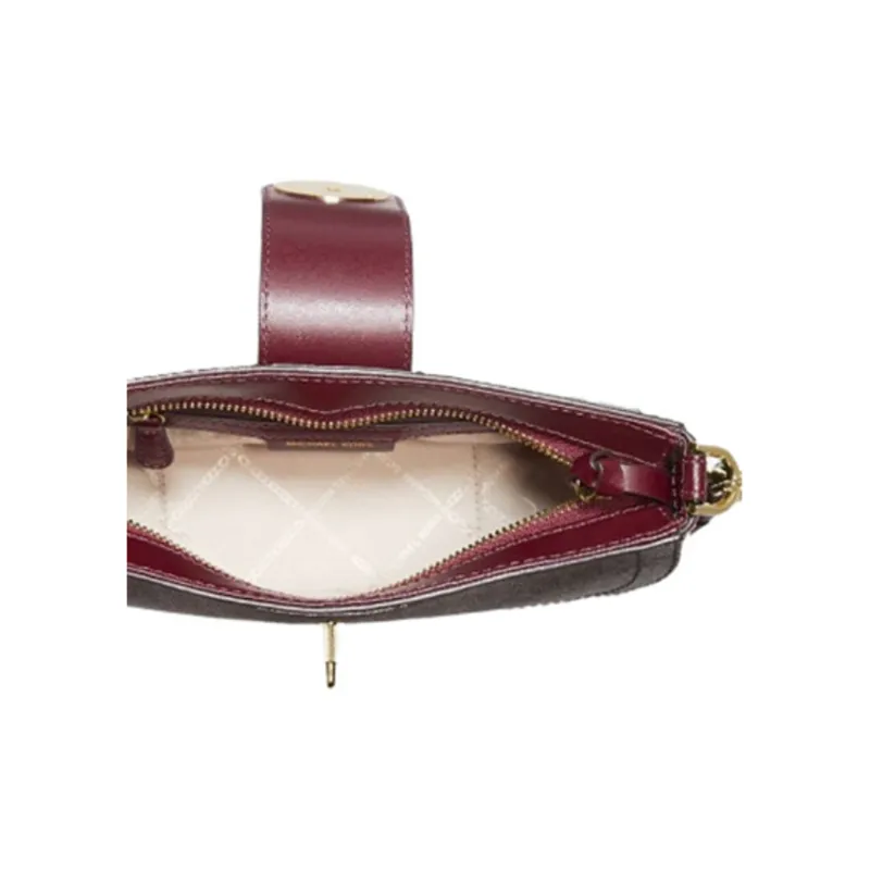MICHAEL KORS Carmen PVC Crescent Bag Shoulder Bag Mini Women's Brown & Fuchsia-2