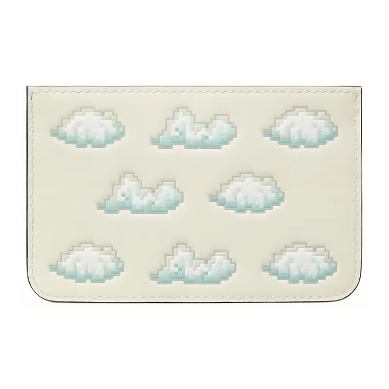 TORY BURCH Cow Leather Wallets Card Holders Mini Unisex Mist Gray-2