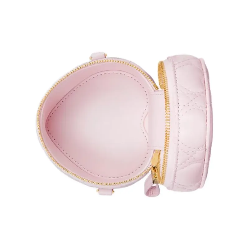 DIOR Sheepskin Makeup Bag Mini Women's Light Pink-4