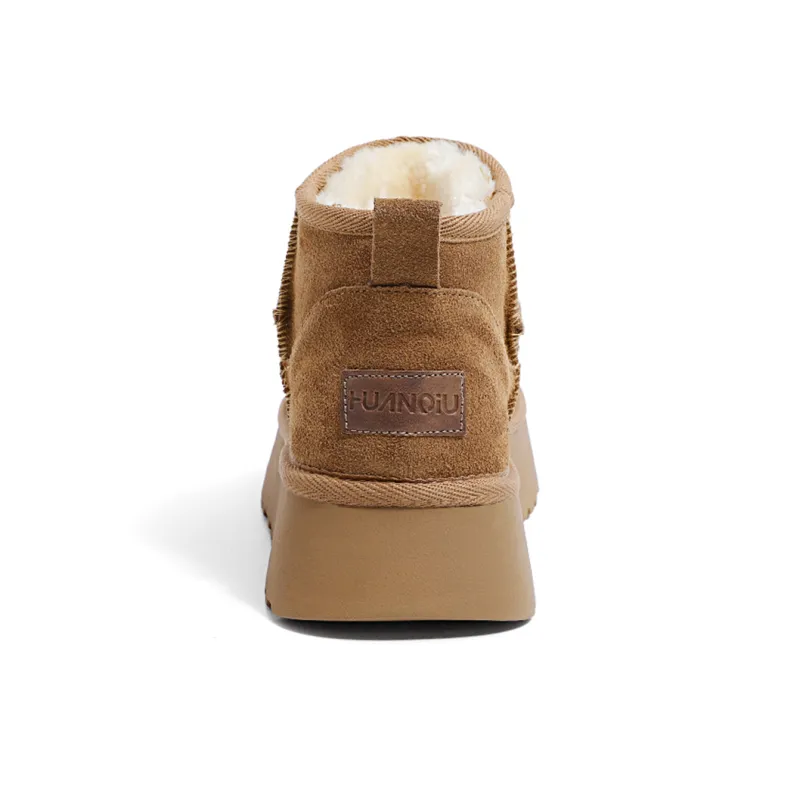 HUANQIU Warm Cushioning Coverage Wear-Resistant Slip-Resistant Short Snow Boots Women's-4