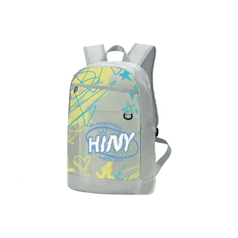 HINY Polyester Student Backpack Regular Unisex Gray-1
