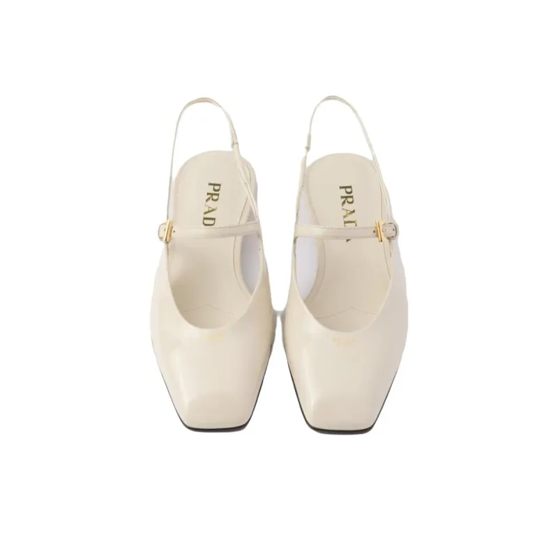 PRADA Patent Casual Single Shoes Women's White-4